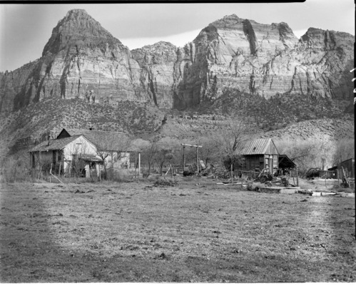 Albert E. Jones property, east of Virgin River, south of park boundary with house and outbuildings.