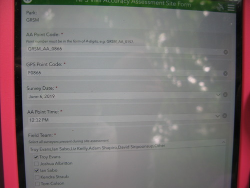 GRSM Accuracy Assessment. Plot Code: GRSM_AA_0866_1