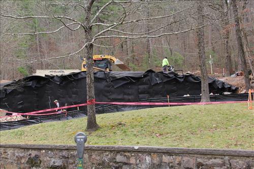 Repair and Stabilize Stone Retaining Wall at Hot Springs National Park in April 2015