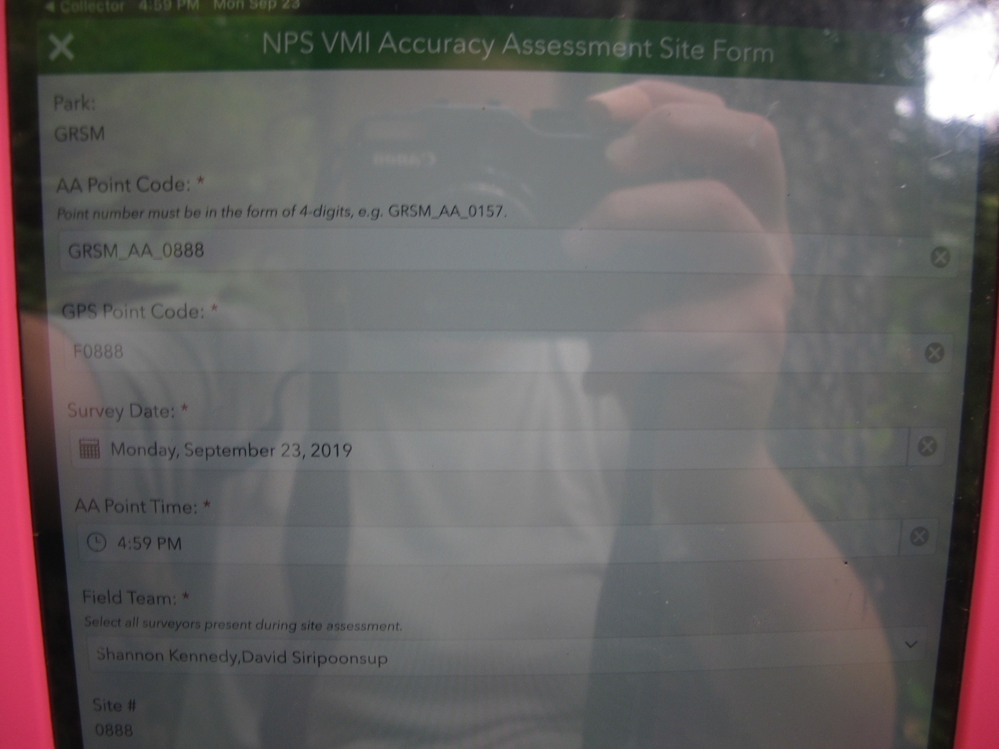 GRSM Accuracy Assessment. Plot Code: GRSM_AA_0888_1