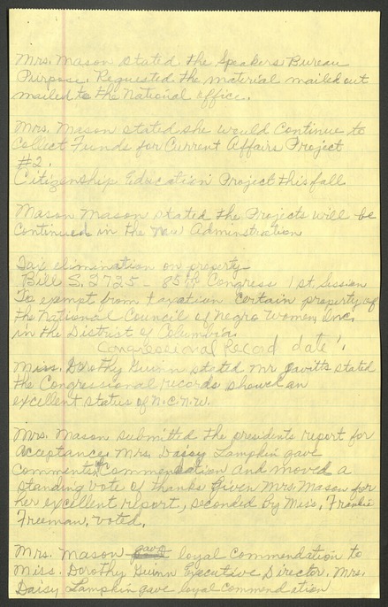 NCNW meeting minutes, 1957