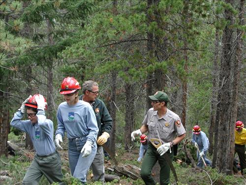 President Bush visits Emerald Mountain Fuel Reduction Project Site in Colorado