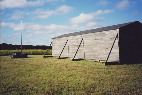 replica wooden airplane hangar