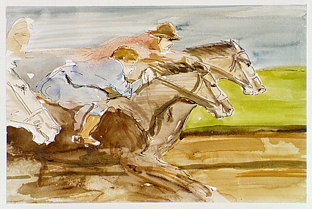 Horse racing on a race track created near the American Camp.
