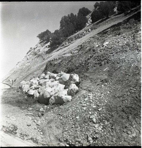 BW photos of rock slides in Kolob Canyons - 2x2.