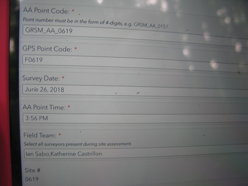 GRSM Accuracy Assessment. Plot Code: GRSM_AA_0619_1