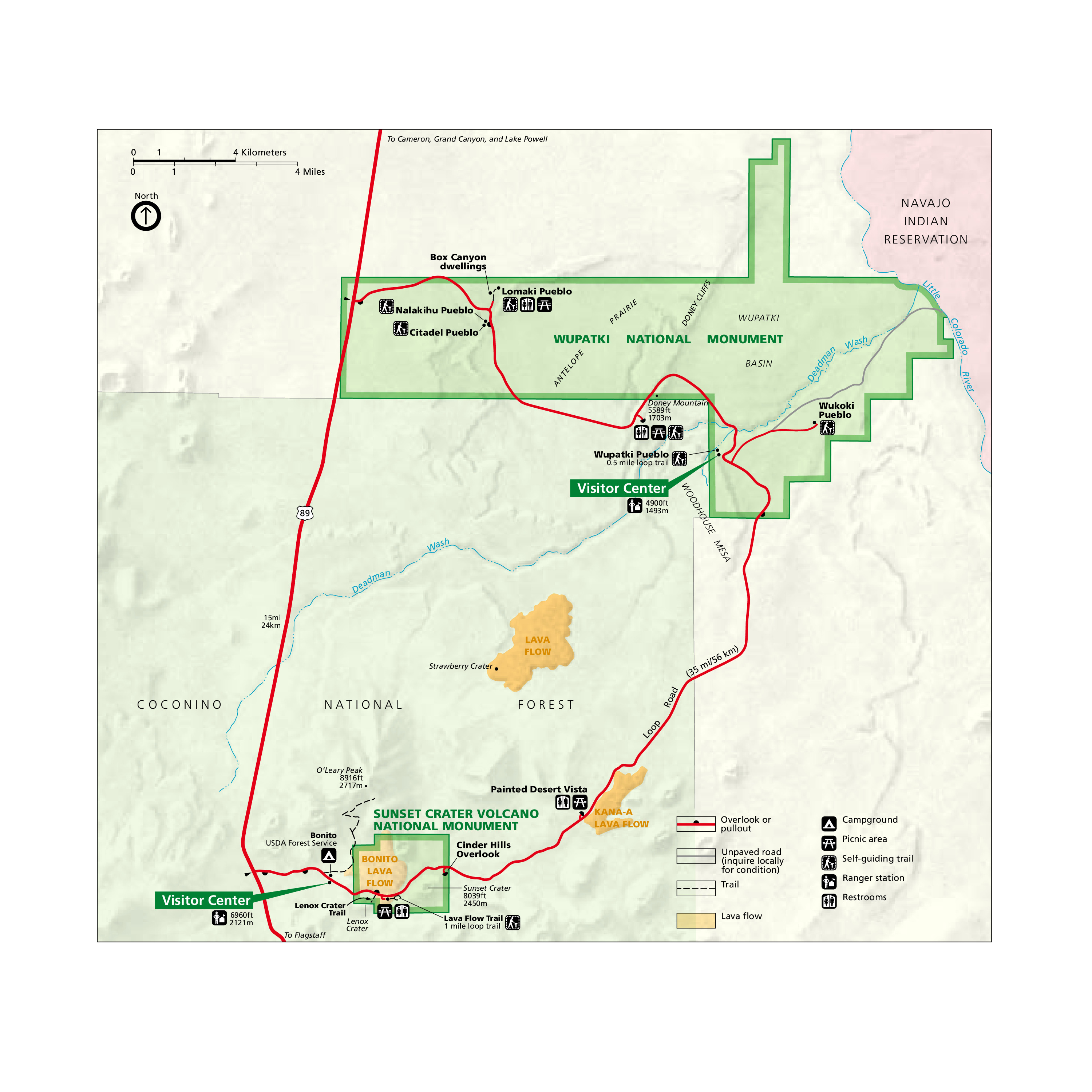 Wupatki National Monument Park Map