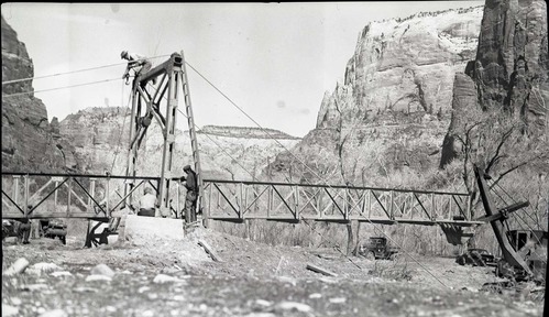 Bridge construction on the Emerald Pools Trail.