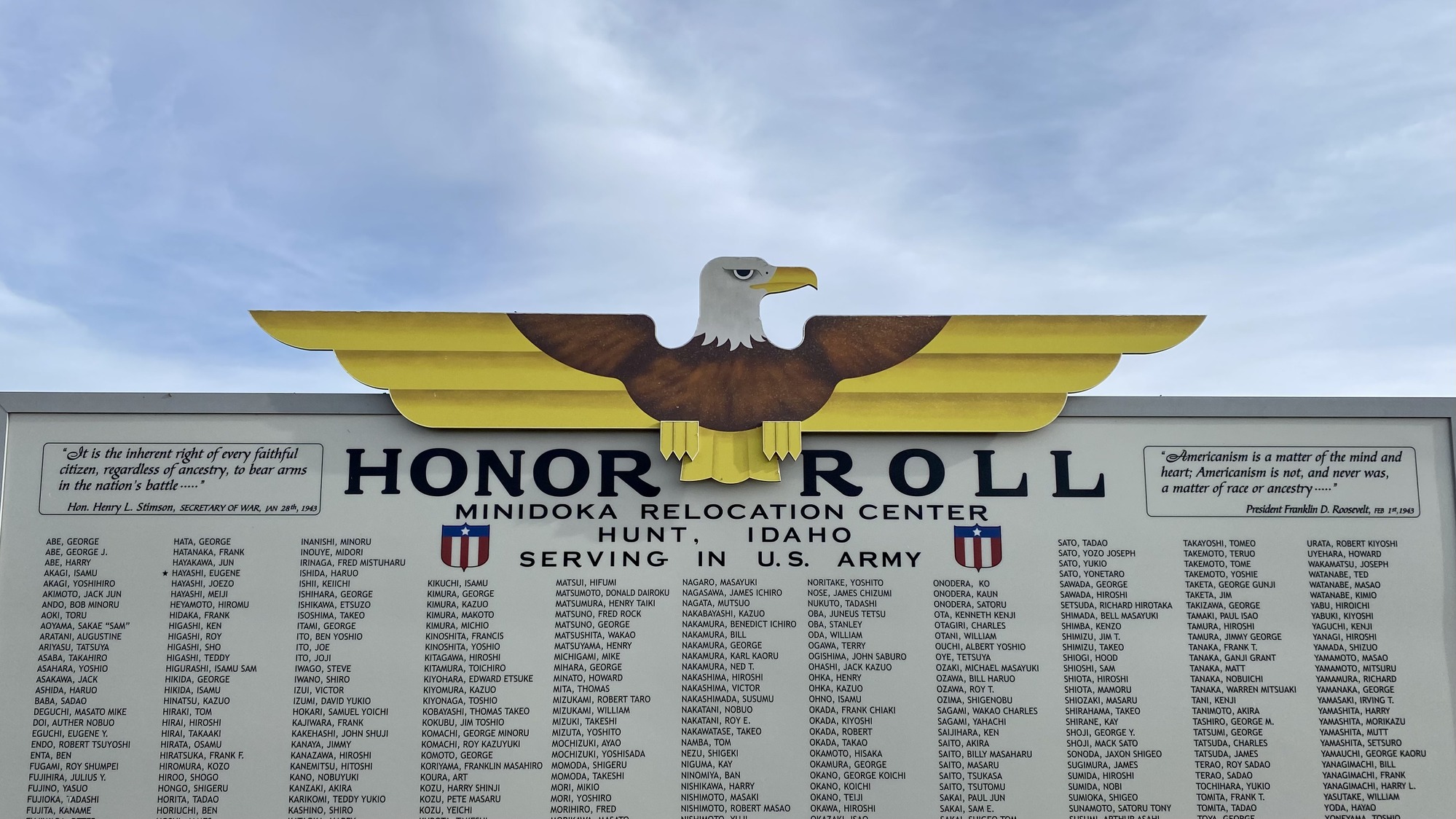 Eagle design sitting above the words "Honor Roll".