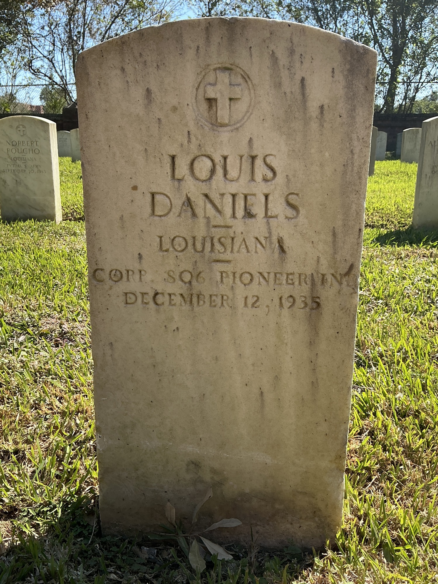 Front of upright marble headstone with flat face.