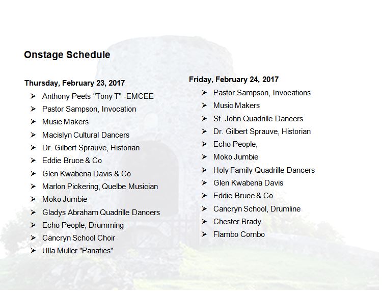 Schedule of Performers