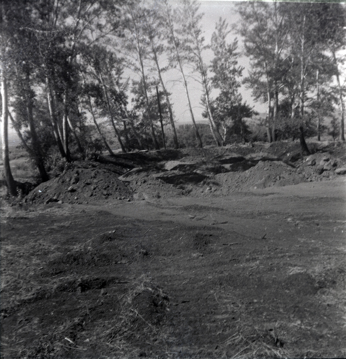 Piles of dirt during construction along the scenic canyon drive near the Grotto.