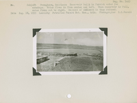 hfca_1607_iva_013_10_007_5443_a. Pronghorn, American: Reservoir built to furnish water for antelope [pronghorns]. Water flows in from center and left. When reservoir is full, water flows out to right. Deposit of sediment is thus reduced.. Locality: Petrified Forest National Monument, Arizona. Negative #: 5443