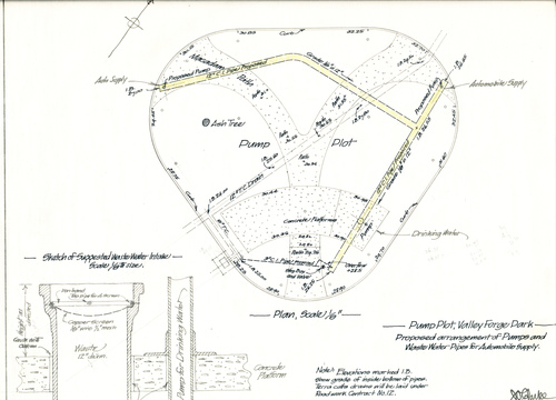 Pump Plot, Valley Forge Park  Proposed arrangement of Pumps and Waste Water Pipes