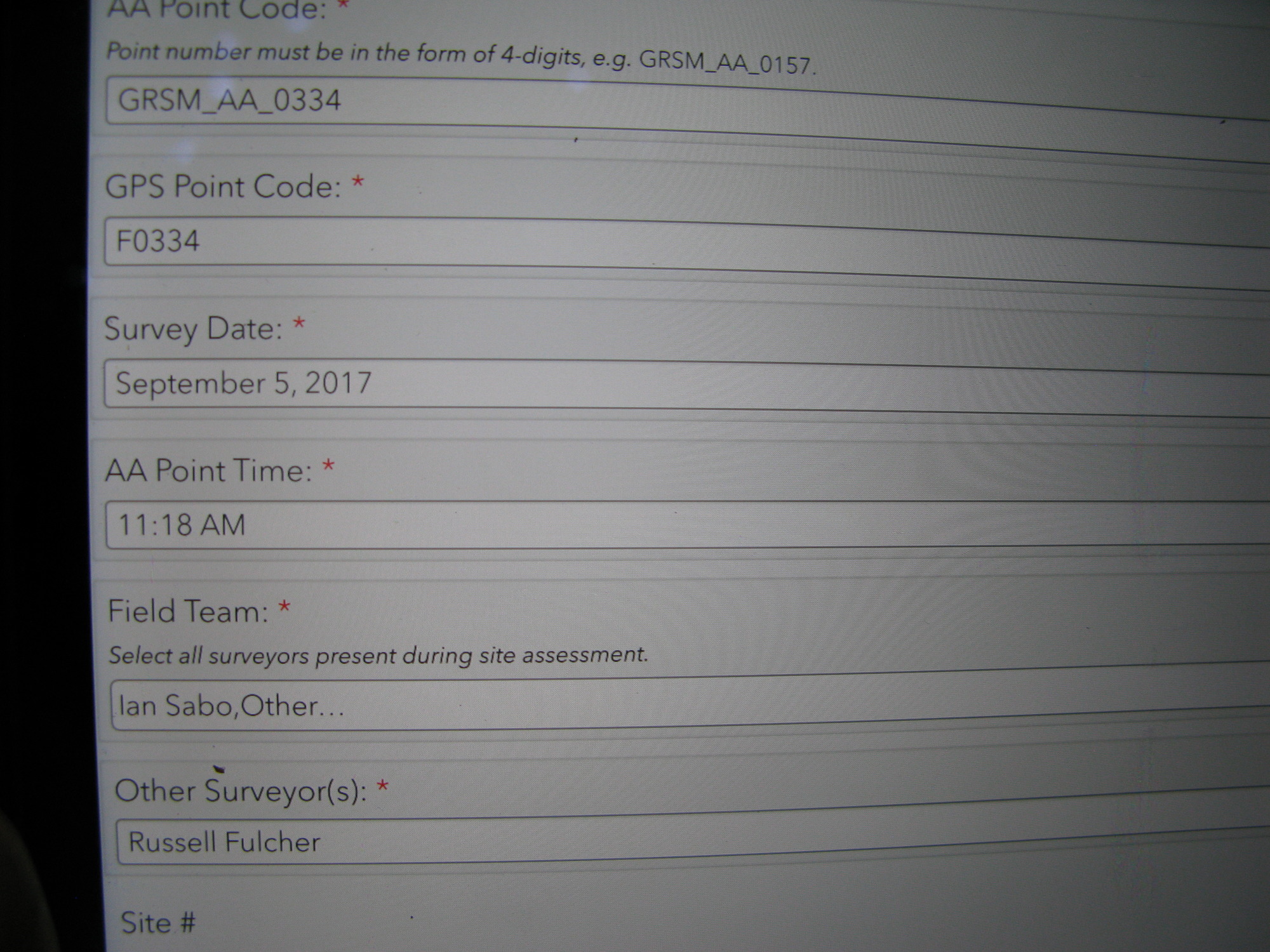 GRSM Accuracy Assessment. Plot Code: GRSM_AA_0334_1