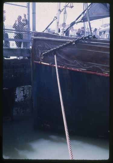 Various views of the Eppleton Hall (built 1914; tugboat) at dock in San Francisco upon her arrival from Newcastle, England, March 24, 1970