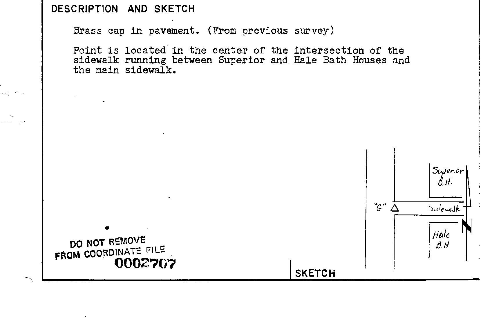 00002707 Survey Monumentation Sketch