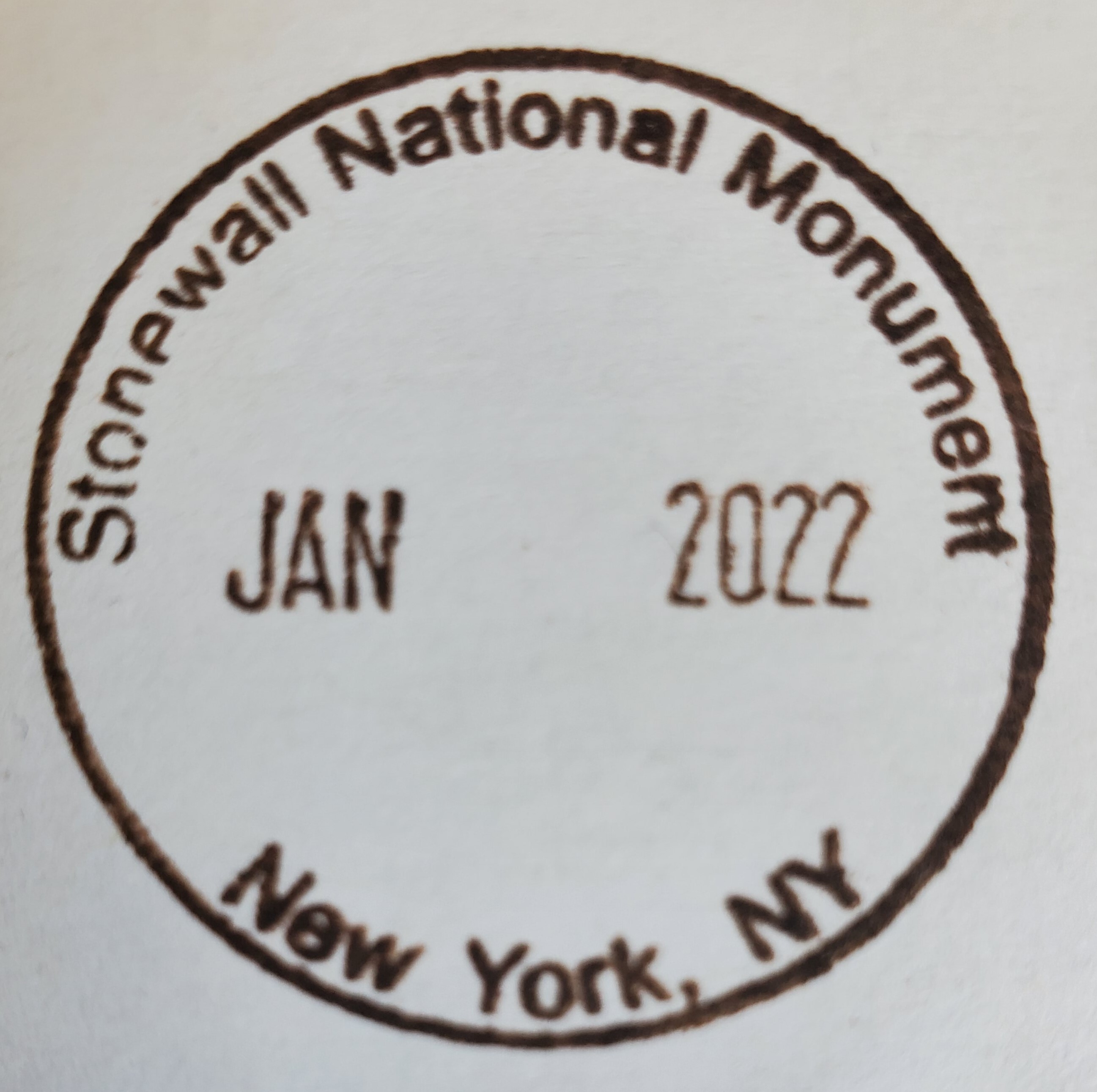 This is the passport stamp for Stonewall National Monument for January 2022. 