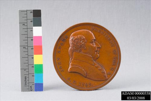 Commemorative Copper Medal with Profile Bust of John Adams from the Adams National Historical Park Collection