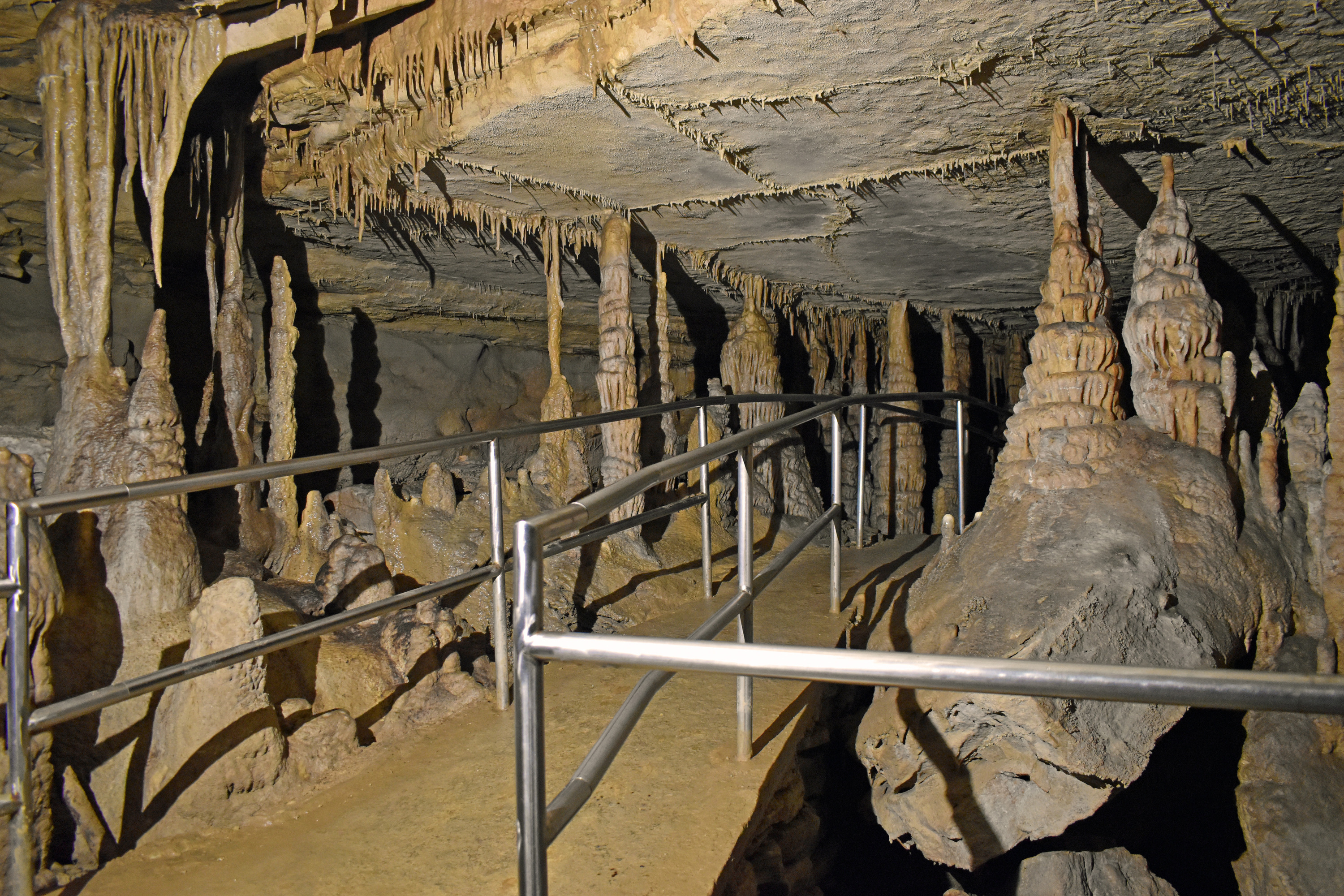 The trail heading into a portion of the cave referred to as the Macaroni Factory