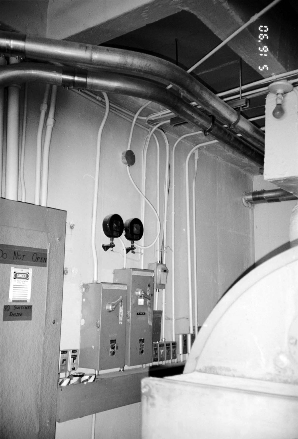 Piping and electrical box systems during construction of headquarters addition.