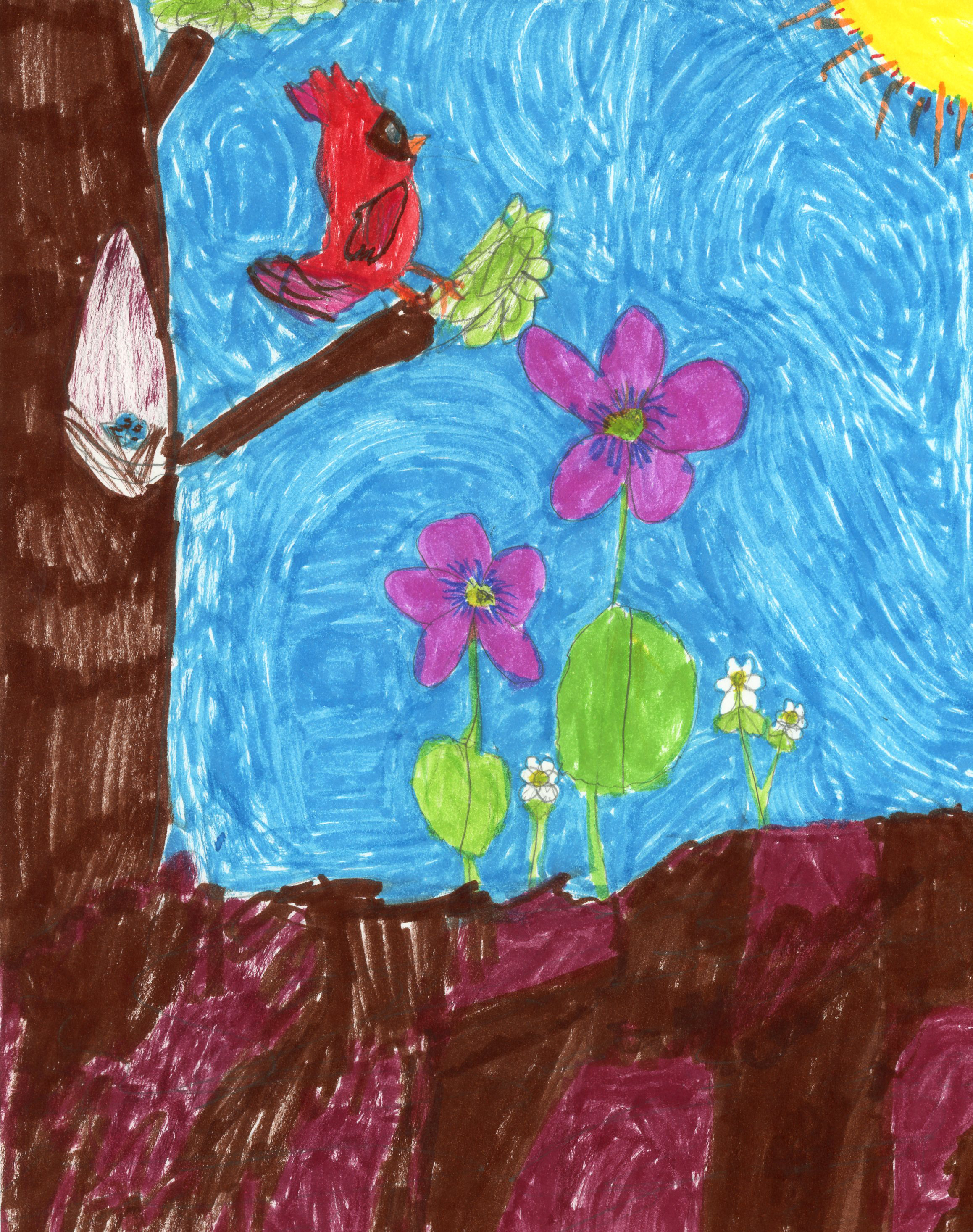Canada violet and common blue violet, by Allison Marie Light; 2nd grade; Saints Peter and Paul Catholic School