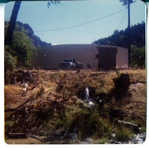 Repainting the exterior of the million gallon water tank at Birch Creek.