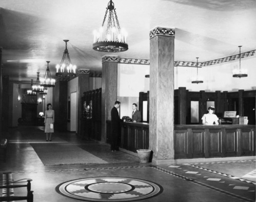 The lobby of the Ahwahnee Hotel.