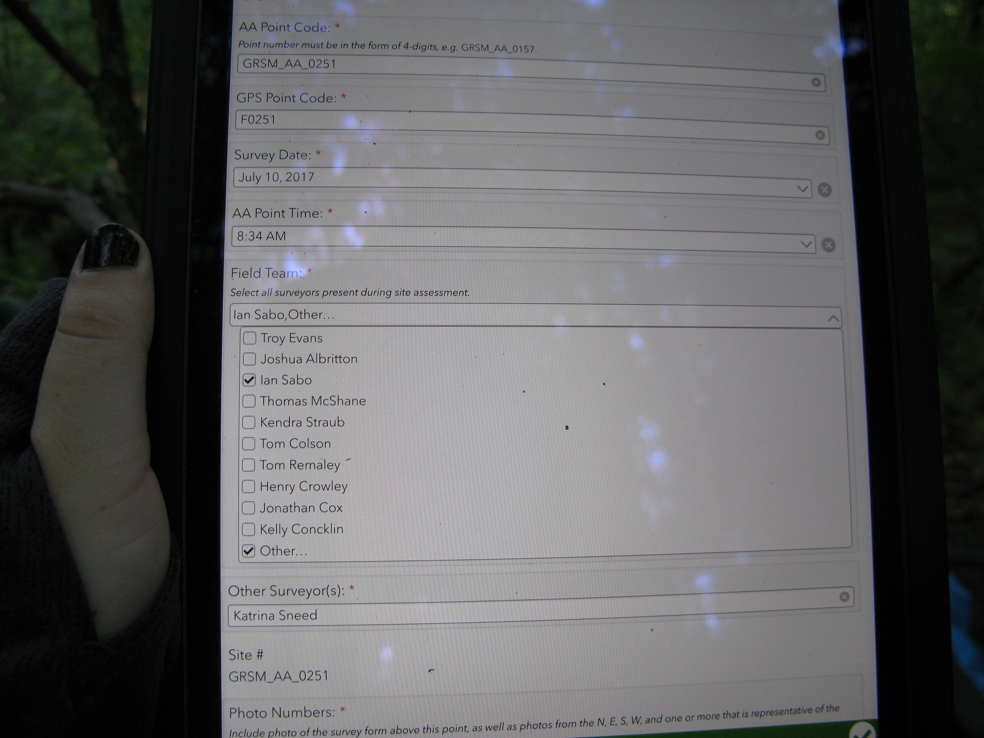 GRSM Accuracy Assessment. Plot Code: GRSM_AA_0251_1