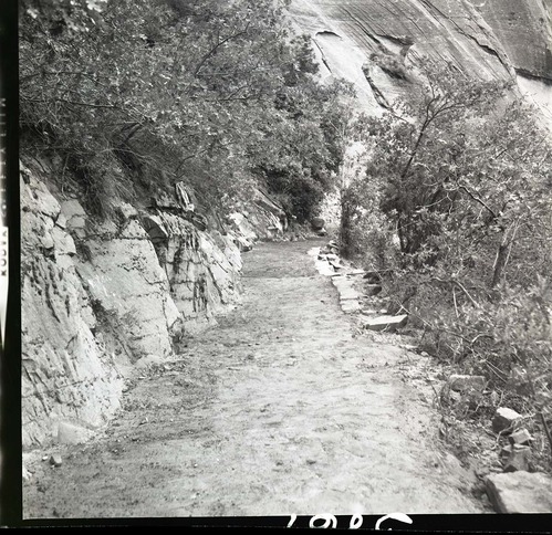 Completed portion of East Rim Trail in 1963 reconstruction project.