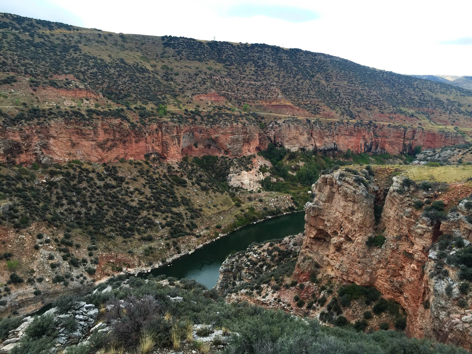 Red-rocked river canyon
