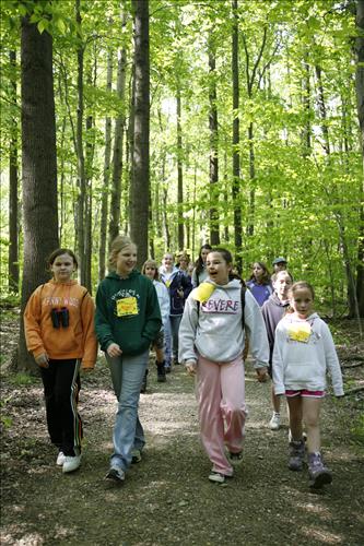 CVEEC Girl Scouts hiking on trail