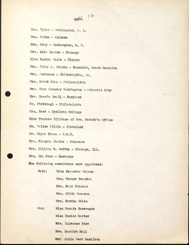 National Council of Negro Women Meeting Minutes 