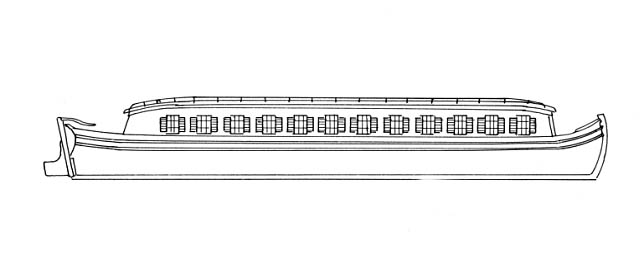 side elevation of an Erie Canal packet boat