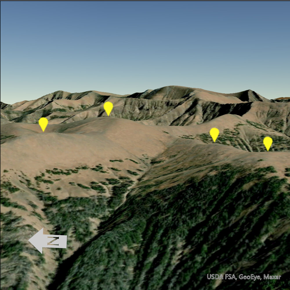 Monitoring locations in Yellowstone National Park for the Global Observation Research Initiative in Alpine Environments (GLORIA).