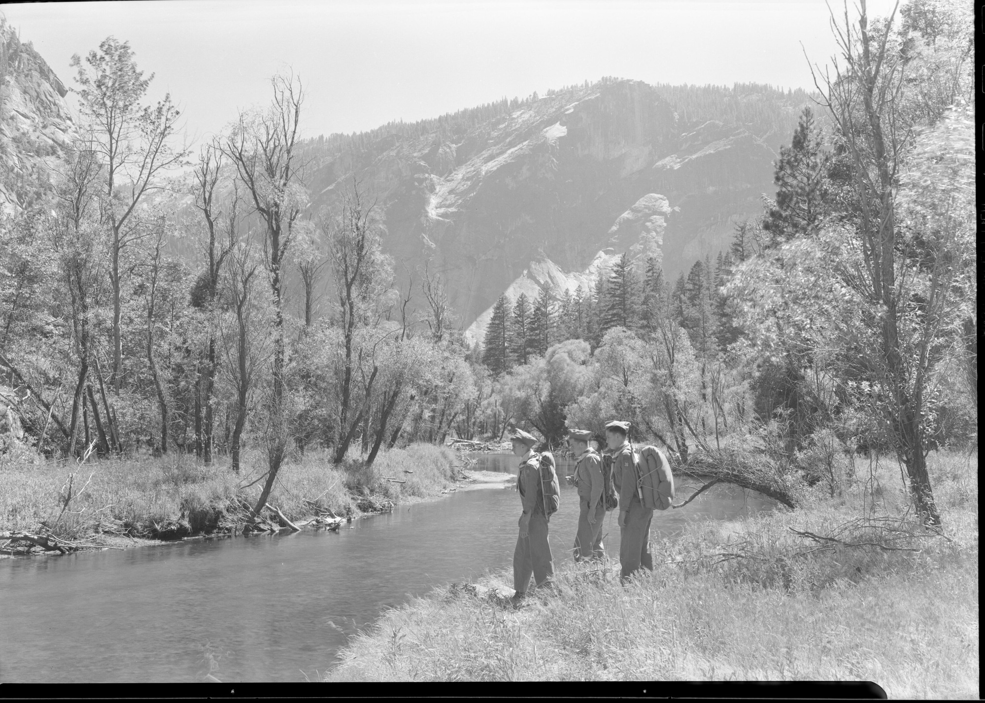 Boy Scouts along Tenaya Creek.