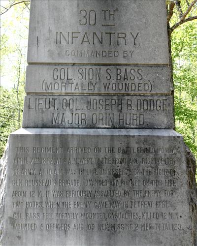 30th Indiana Infantry Monument at Shiloh National Military Park in May 2004