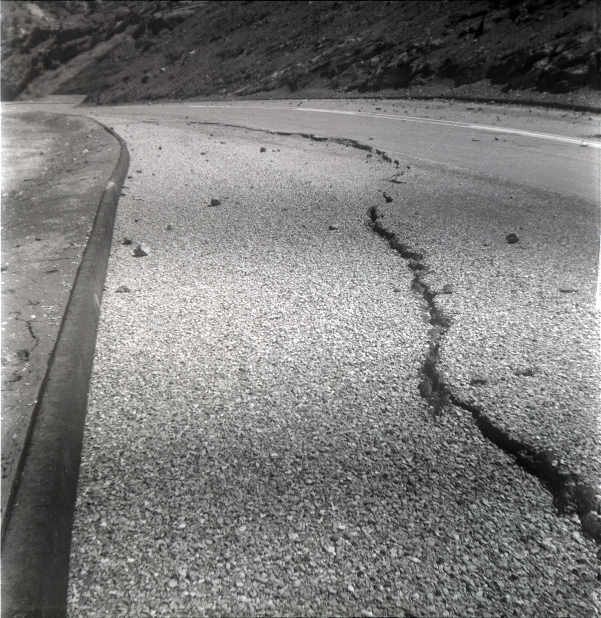Crack in road in need of repair along Kolob Canyon Road.