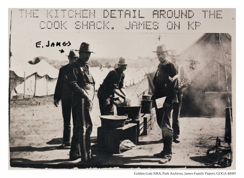51st Iowa c1898 Cook Shack with James on KP duty 