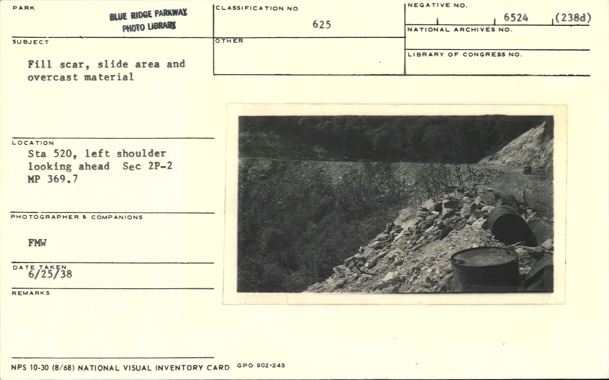Fill scar, slide area, and overcast material