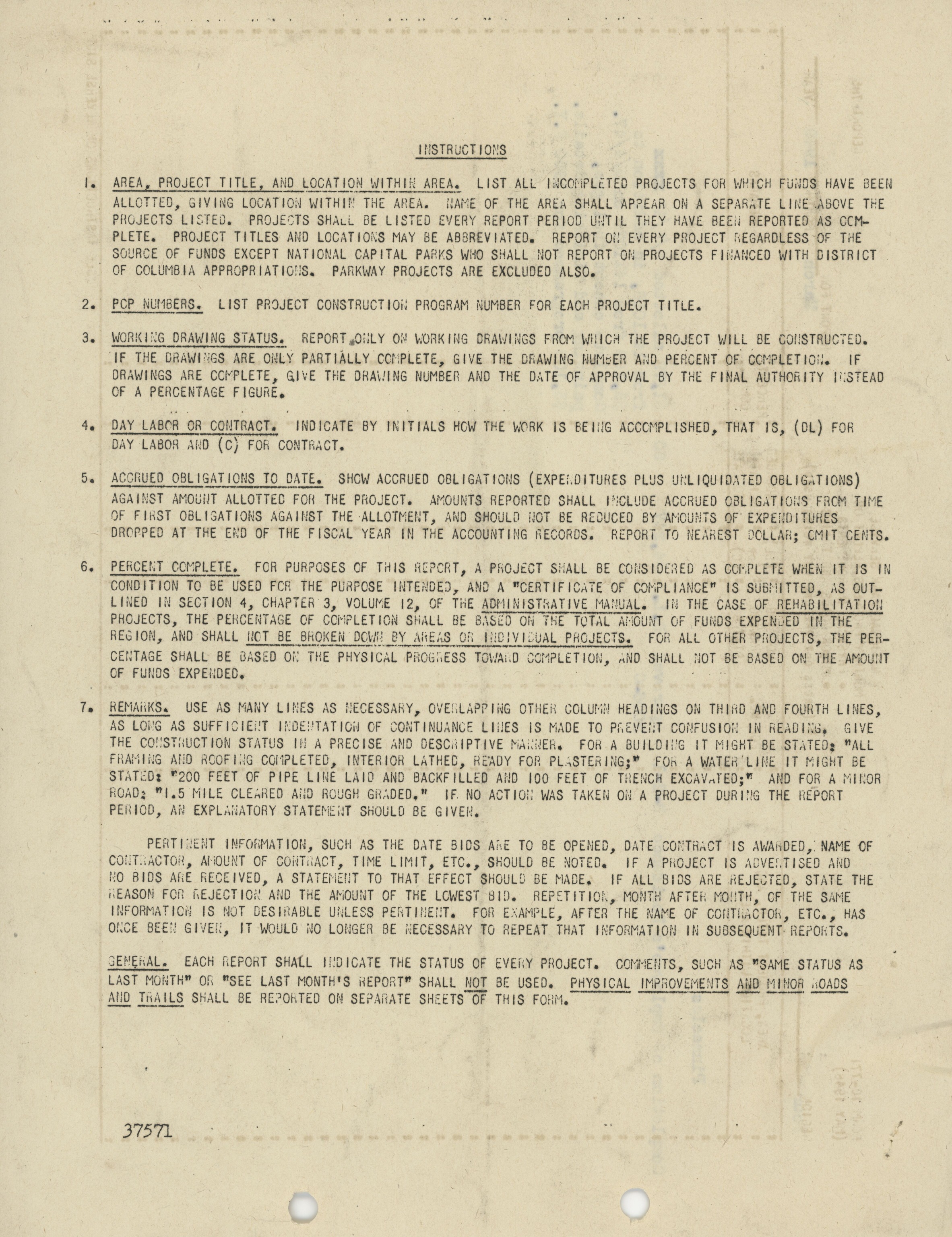 (Reverse) Monthly Progress Report on Physical Improvements or Minor Roads and Trails