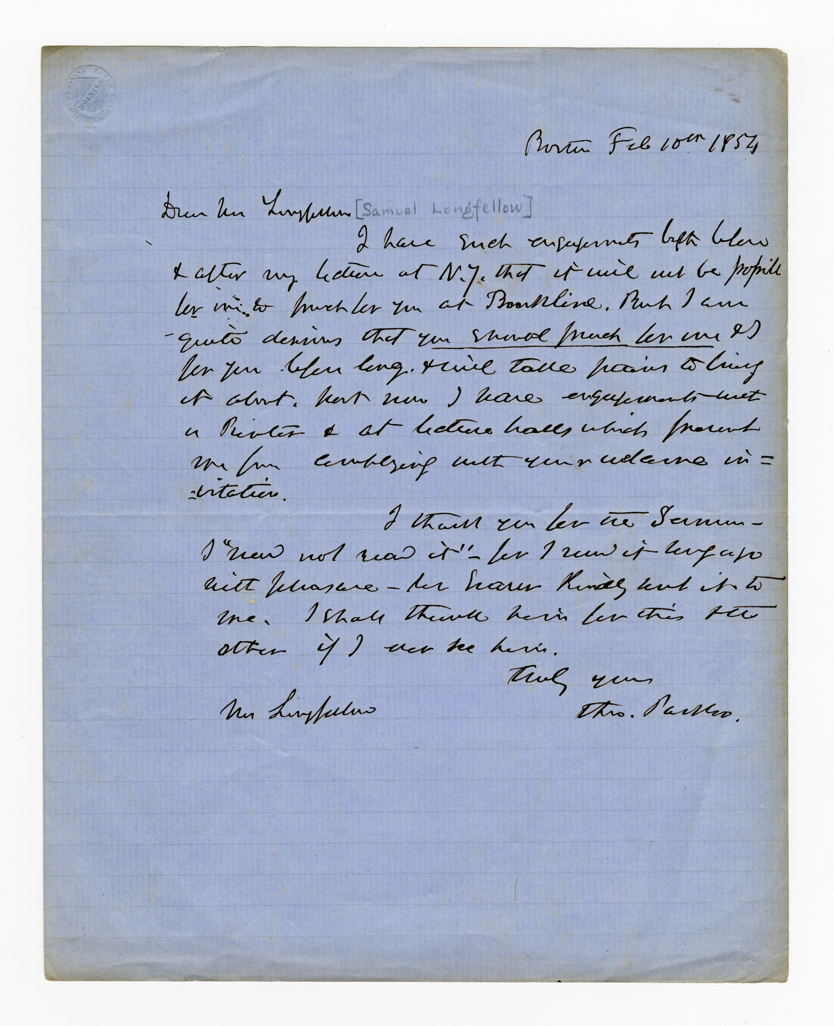 Manuscript letter