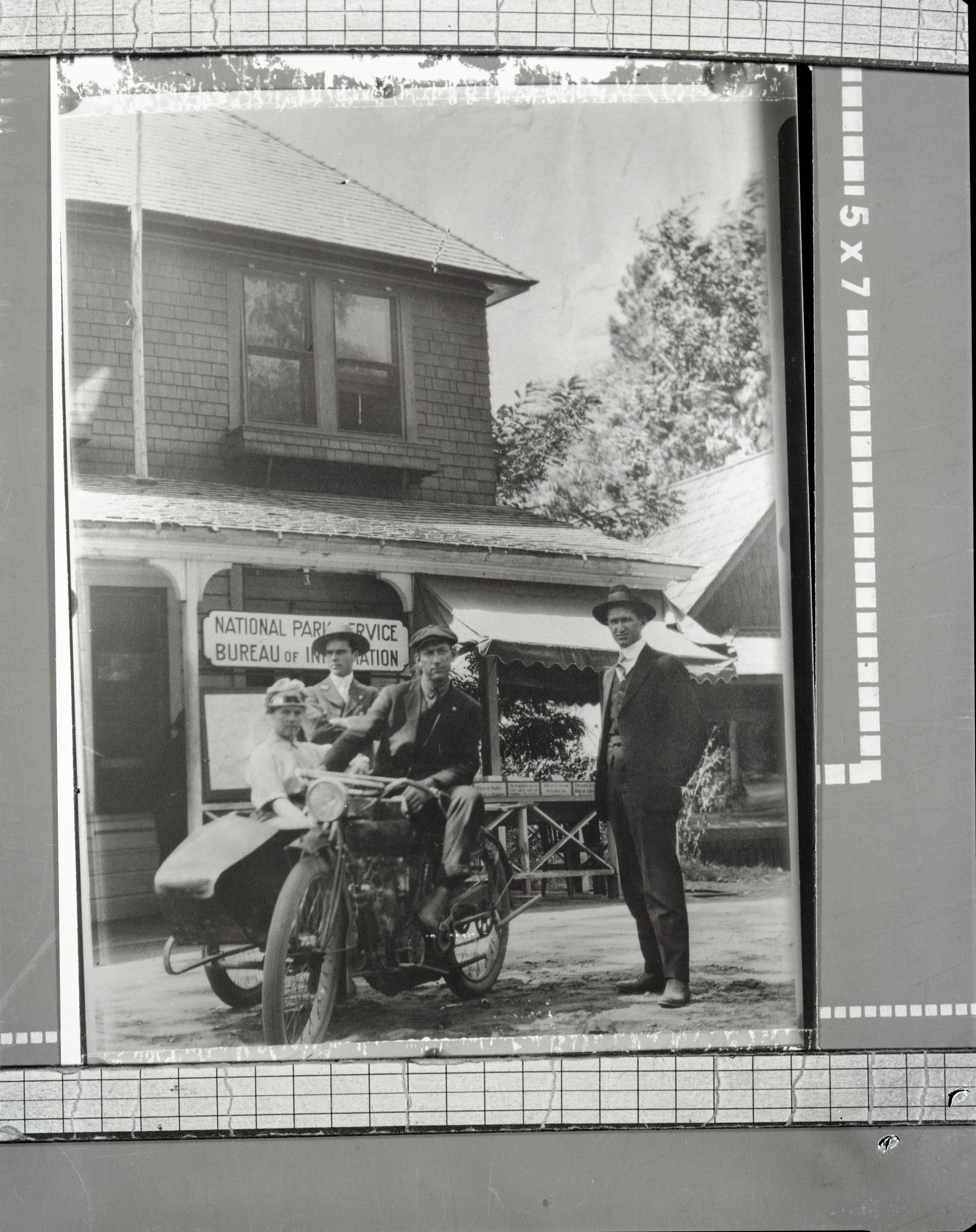 Supt. Lewis in the background. Horace Albright on the right. copied by Phillips