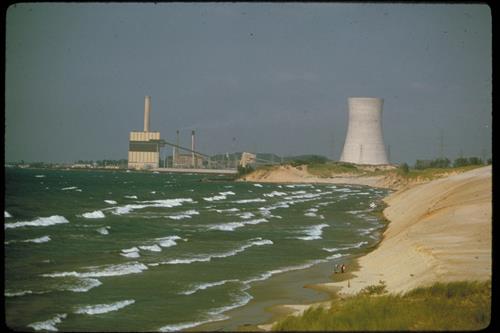 Views at Indiana Dunes National Park with Bailly Nuclear Power Plant Adjoining, Indiana