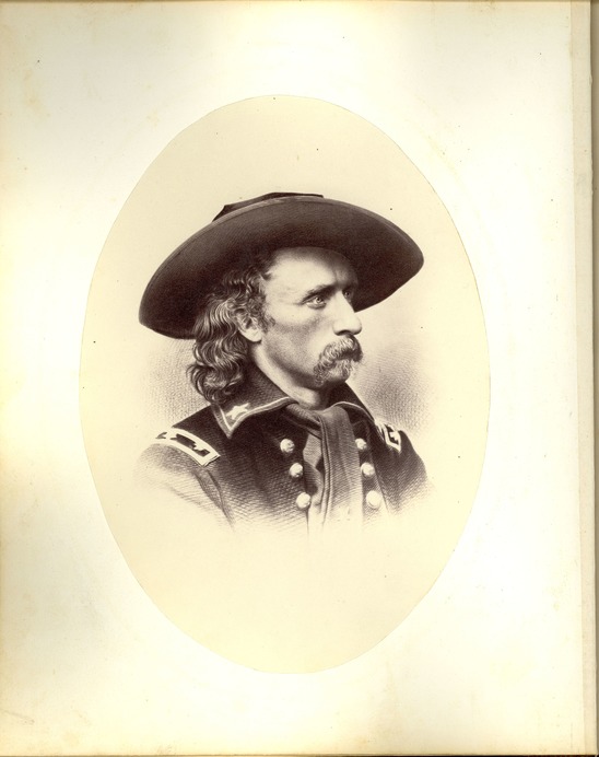 Lithograph Print of George Armstrong Custer in Scarf and Large Hat