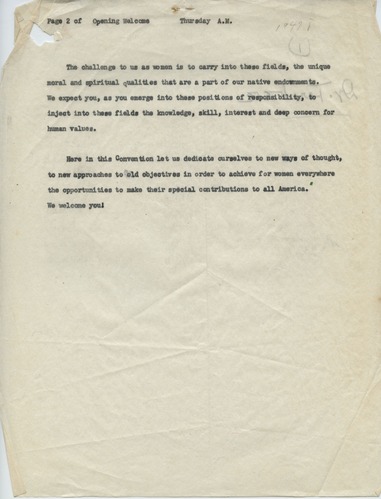 National Council of Negro Women, Meeting Minutes, 1947