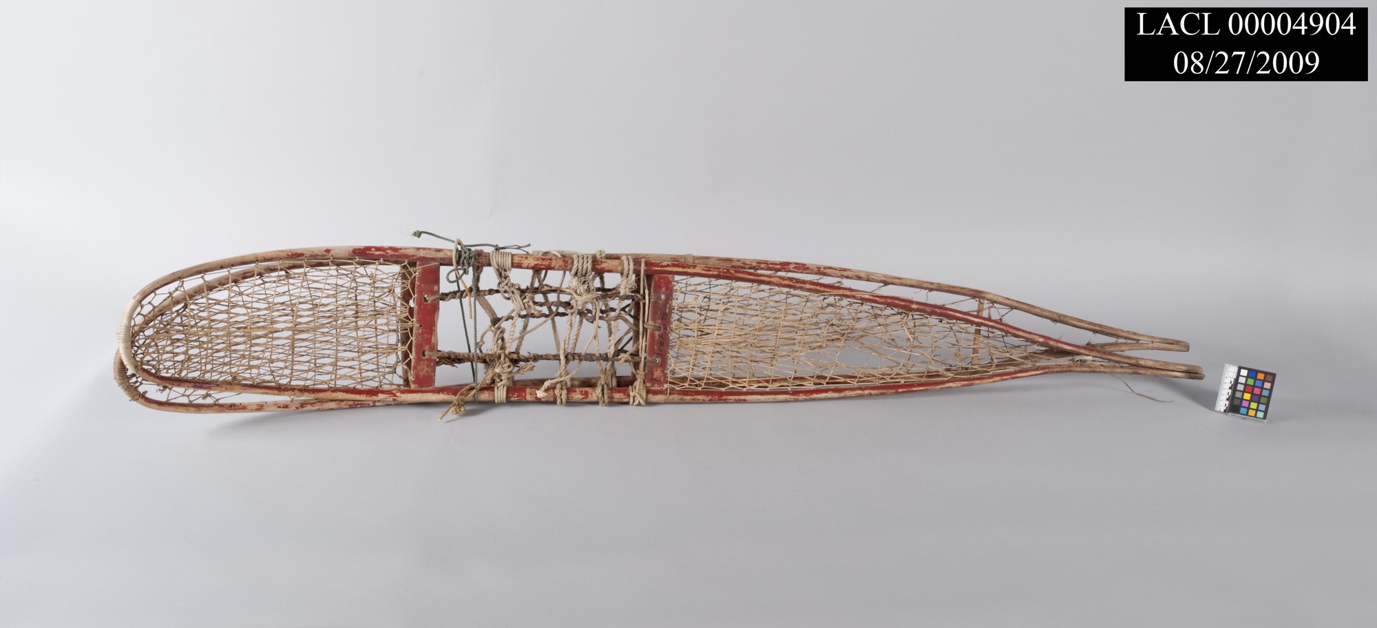 Image of snowshoes with birch frames.