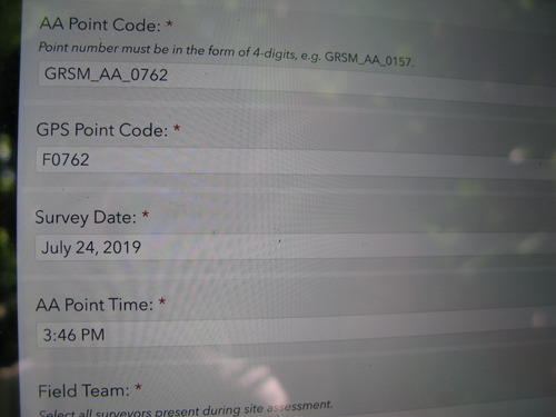 GRSM Accuracy Assessment. Plot Code: GRSM_AA_0762_1