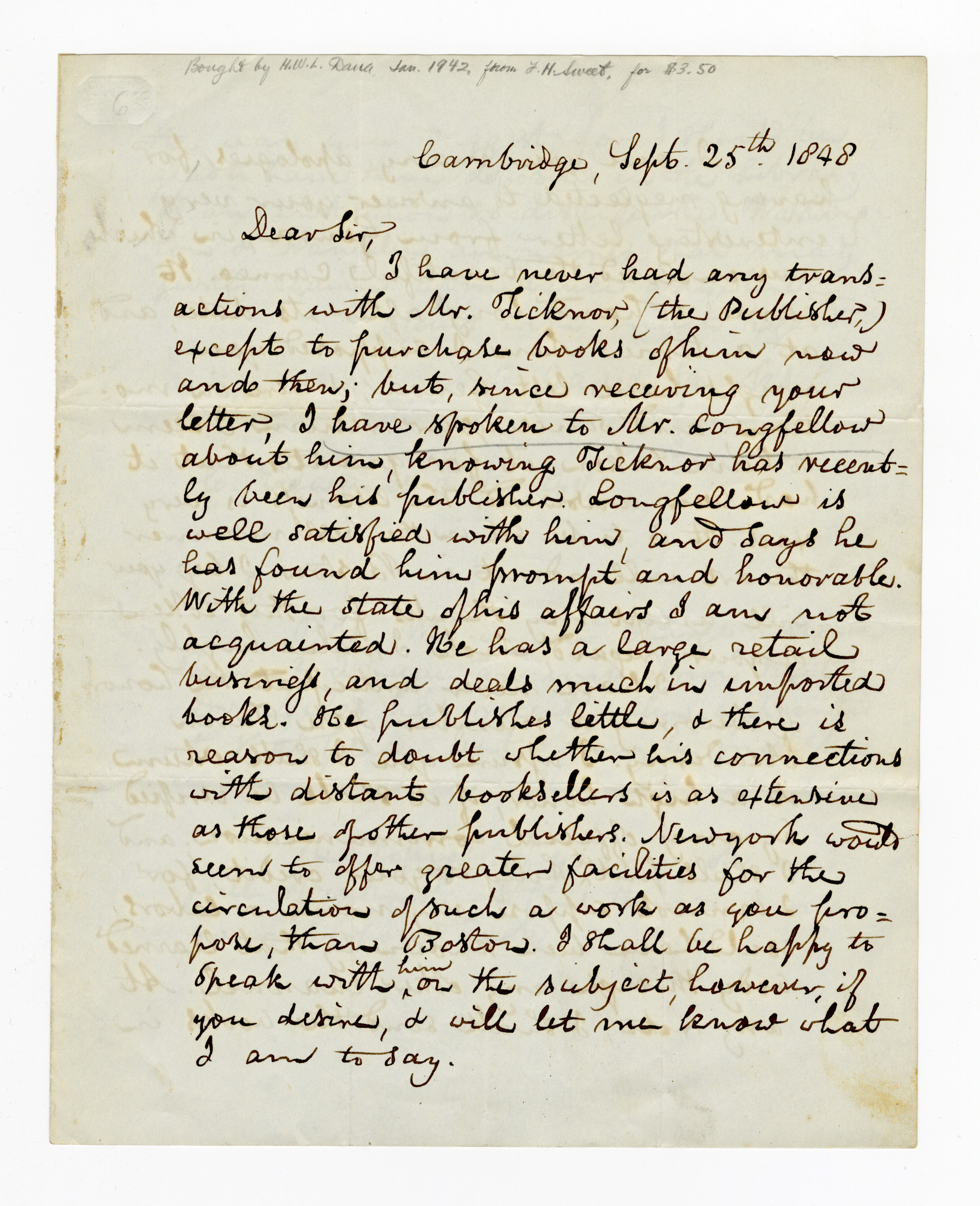 Manuscript letter