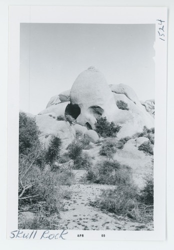 Black and white image of Skull Rock